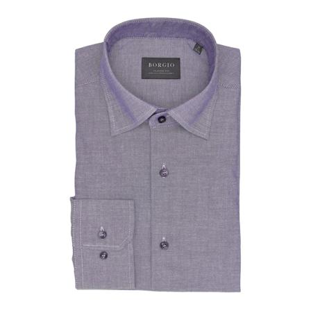 Borgio, Koszula fasano długi rękaw classic fit 00040 Fioletowy, Mężczyzna, Rozmiar: L