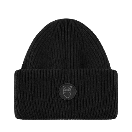 Knowledge Cotton Apparel Big Rib Beanie - RWS Accessoarer Herr Svart ONESIZE