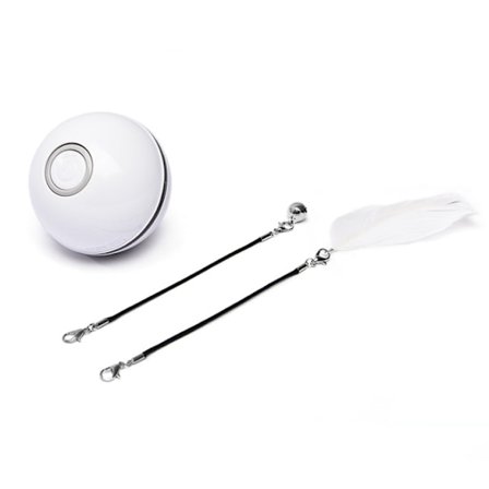 Elektrisk Katt Leksak LED Laser Rolig Katt Boll, Rolig Katt Stick Fjäder USB Laddning Rolig Katt Leksak (Vit)