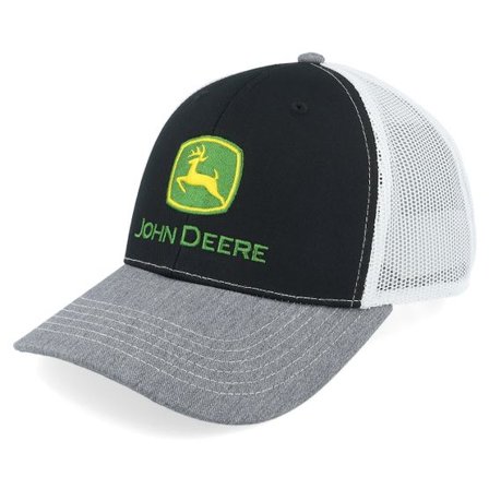 John Deere - Svart trucker Keps - Current Embroidery White/Black/Grey Trucker @ Hatstore