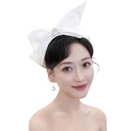 Vintage Champagne Mesh Bow Huvudband Brudklänning Hårprydnad Bröllopshår Tillbehör (Färg: A)