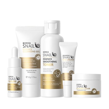 5 stk. Ansigtsplejesæt Sneglehudplejesæt med Ansigtsrens Øjencreme Fugtgivende Hudplejesæt til Familie og Venner