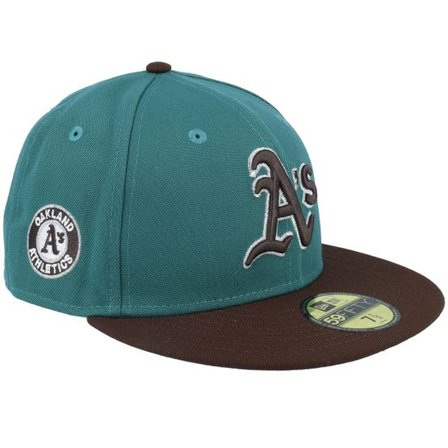 New Era - MLB Grön fitted Keps - Oakland Athletics Rogue Crowns 59FIFTY Teal/Burnt Wood Fitted @ Hatstore