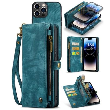 CaseMe Multi-Slot 2 i 1 Pl nboksfodral iPhone 14 Pro Max Sininen