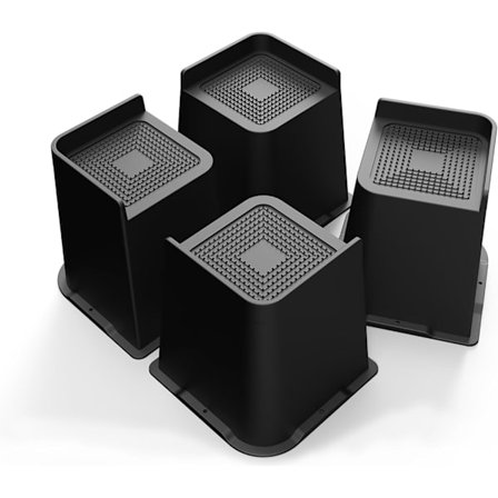 Möbelhöjare 7 cm, L-formad sänghöjare, kraftigt stöd upp till 2700 kg, extra stora sänglyft för säng (Svart, 7 cm - 4 stycken)