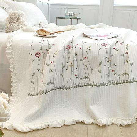Bomullsdyne Ren farge Hjemmemote Elegant Tencel broderimønster Bomull Sommerkjøleteppe Hvit 2 X Putetrekk 48x74cm