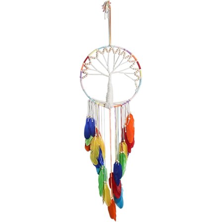 Vintage makramee-unisieppari – perheen puu meditaatiokoriste, valkoinen höyhenseinäkoriste lapsille