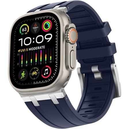 Yhteensopiva Apple Watch Ultra -rannekkeen kanssa 38mm 40mm 41mm, nestemäisestä silikonista valmistettu ranneke ruostumattomasta teräksestä 