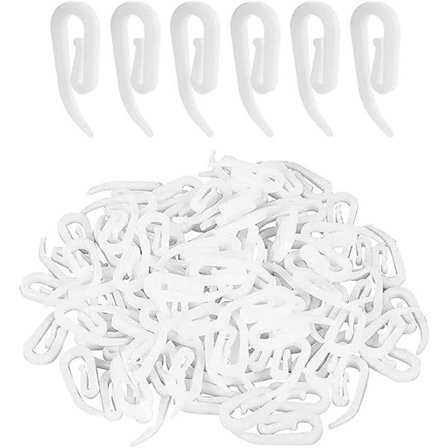 100-pack Plast Gardinkrokar, Plast Gardinkrokar - Gardinskenor, Dusch-/Fönster-/Skens-krokar
