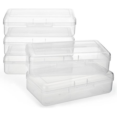 5-pakning Plastpenn-boks, Pennal, Oppbevaring for hjemmekontor, Sorteringsboks, Organizer for kontorrekvisita, Transparent