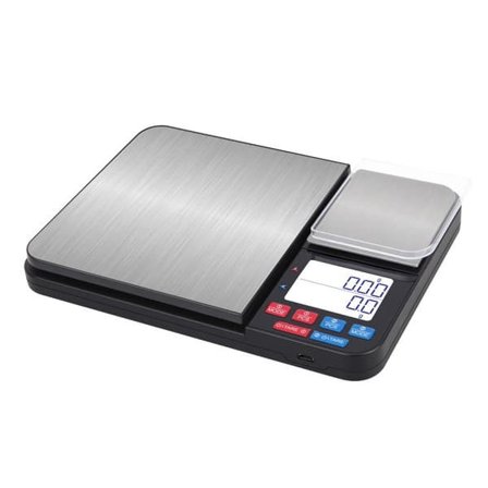 Digital køkkenvægt med dobbelte vejeplader 10 kg/1g og 500g/0.01g