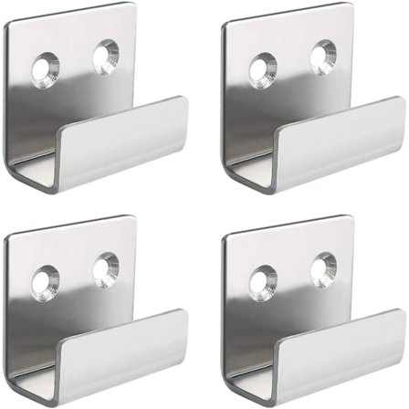 Rustfri billedskinnelkroge billedophæng spejlclips spejlbeslag hængende kit tunge, 4 stk. (15 mm indvendig bredde)