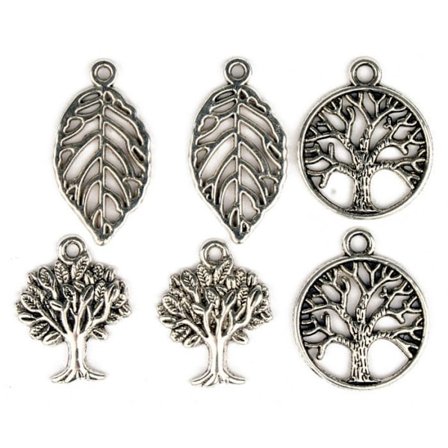 Metallisk berlock i silverfärg 17 till 24 mm 6 stycken