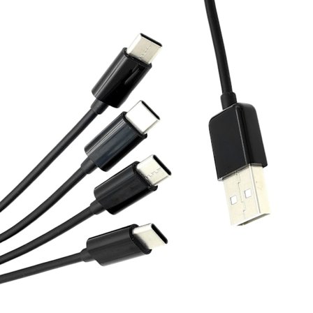 USB til Type C ladekabel hann til 4 hann-kontakter for smarttelefoner, nettbrett og andre USB C-enheter