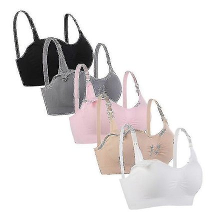 Amningsbehå 5-pack Trådlös Djup Amnings-BH Bralette Sov-amningsbehå Med Extra Förlängare - JA