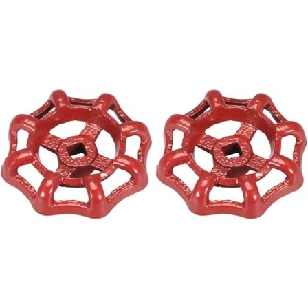 Metallisk Utomhuskran Rund Ratt, Fyrkantig Brotsch 7x7mm, Ratt OD 63mm Färgad Gjutstål Röd 2 st