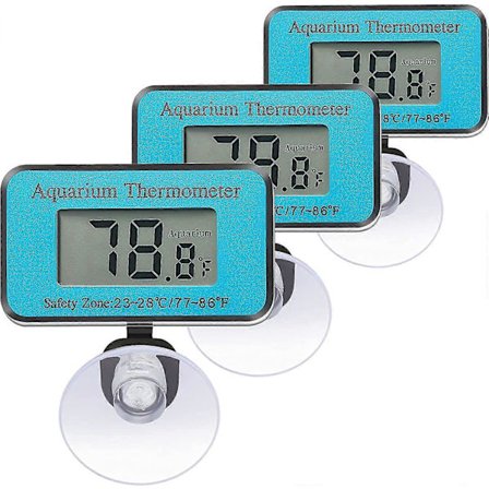 3 stk. Blå Akvarietermometre med Sugekop, Vandtæt LCD Digitalt Termometer Fisk (ShiKai)
