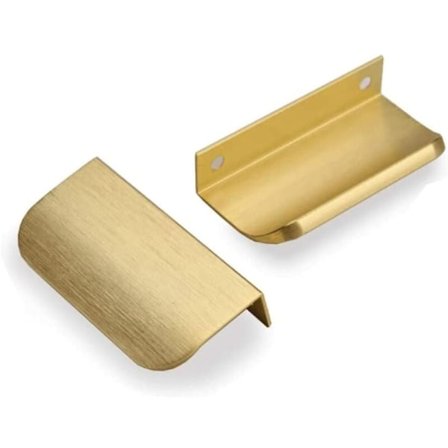 Parti med 6 usynlige håndtag til køkkenmøbler, Doree-håndtag - Sit Køkken Børstet Guld Poole Børstet Messing Skuffe i ALUMINIUM CLOTKER 64mm, Gol