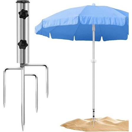 Metal Parasolfod – Jordanker til Stænger ≤34 mm, Til Strand, Græsplæne, Camping & Udendørsbrug_OF