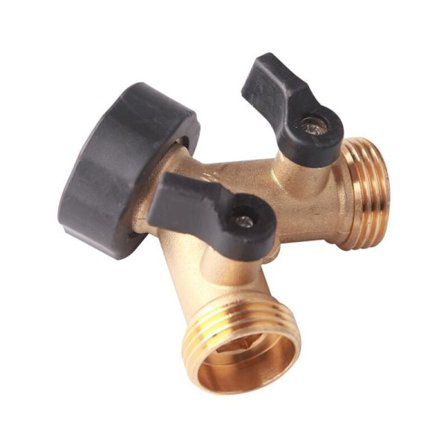 Dobbel vaskemaskin kran, messing hage kran splitter, Y-tilkobling, 3/4 tommer for tilkobling av 2 apparater, dobbel utløpskran