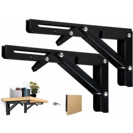 2 STK Foldehyldebeslag 200mm Foldebeslag Væghylde Heavy Duty Foldebeslag Sort Foldekonsolbeslag
