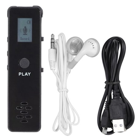 Digitaalinen ääninauhuri, melunvaimennus, stereonäyttö, äänitallennuslaite, MP3-soitin, musta