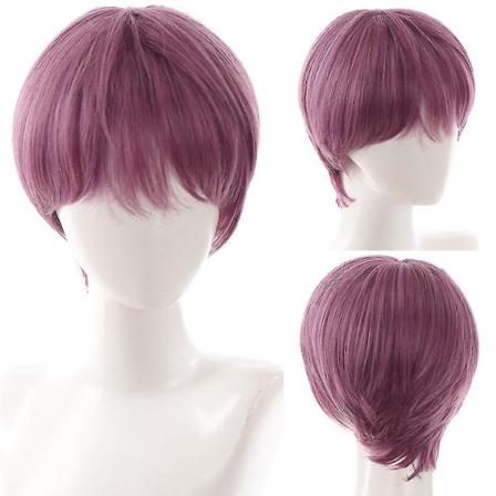 Shangke syntetisk kort krøllet hårparykker til menn gutt kostyme cosplay fest naturlig svart varmebestandig falskt hår AK03-F