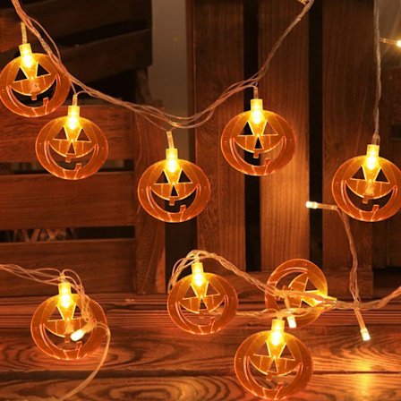 Halloween Lysstreng 20-LED Græskar Dekorationslys 9,8 FT Vandafvisende Batteridrevet til Indendørs Udendørs Festival Party Dekoration