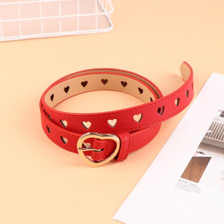 IC Kvinner PU-lærbelte Hjerte Dame midjebeltespenne Kvinne Vintage Rød