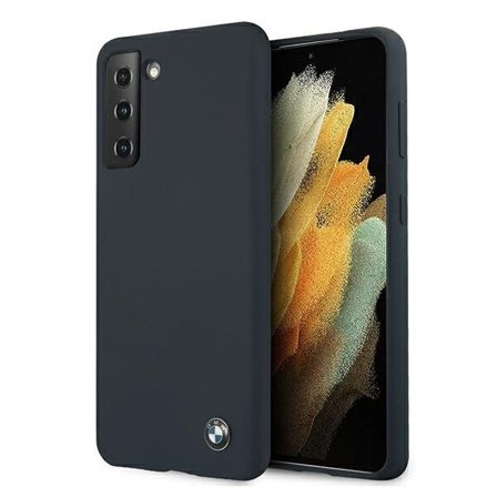BMW Silikonfodral med signatur för Samsung Galaxy S21+ - Marinblå