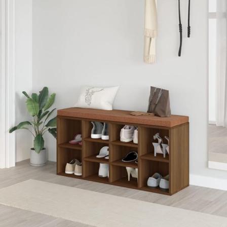 Vidaxl Skobänk Brun Ek 103x30x48 Cm Konstruerat Trä Brun