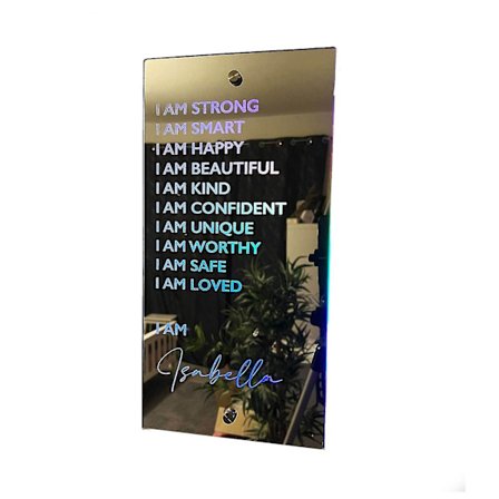 Personliga affirmationer Spegel Led Light I Am Smart | Motivationa daglig påminnelse| Jag är spegel