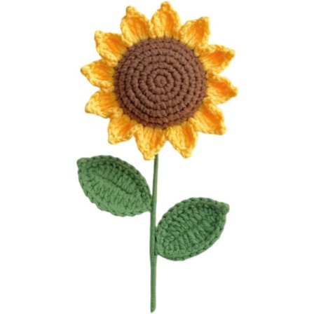Virkade Blommor, 1 St Stickade Konstgjorda Ull Solrosor för Flickpresent Mors Dag Alla Hjärtans Dag Bröllopsbukett Årsdag