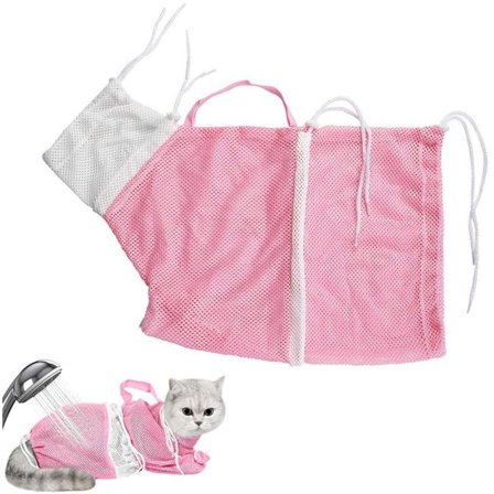 ING Katteplejetaske - Kattebadetaske - Katte shampootaske - Justerbar - 60x32cm - Pink - 1 stk