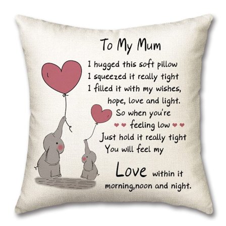 Putetrekk til mor fra datter, sønn, mamma, 45x45 cm dekorativ putetrekk til morsdag, bursdag