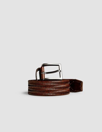 Shaping New Tomorrow - Braided Leather Belt - Dark Brown - Male - Size 85