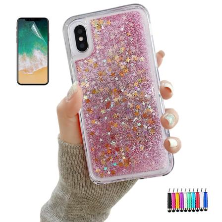 iPhone X/Xs - Liikkuva glitter 3D Bling -puhelinkotelo