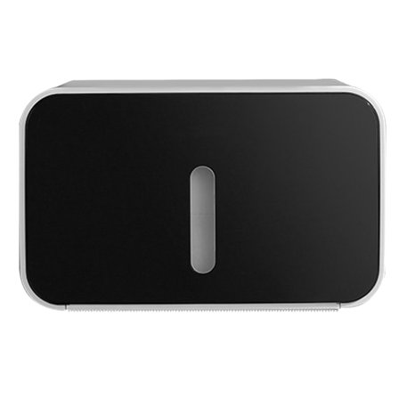 Veggmontert tørkepapirdispenser svart multifunksjonell oppbevaringsboks for bad