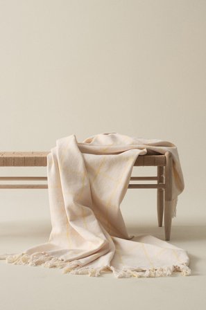 Jotex - Pledd Naturhvit/gul - MYRA - Kjøp Pledd hos Jotex