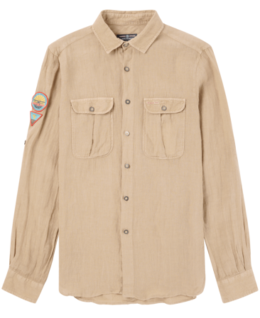 Amundsen Safari Linen Shirt Mens Desert