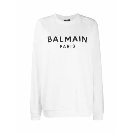 Balmain Logo Print Tröja vit, Dam, Dam, Storlek: L