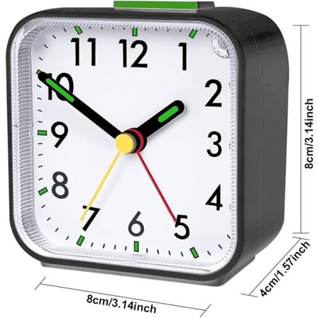 Tyst Analog Alarmklocka Liten Tyst Tickfri Reseklocka