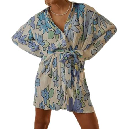 Damer Enfärgad Skjorta Klänningar Långärmad Kort Mini Klänning