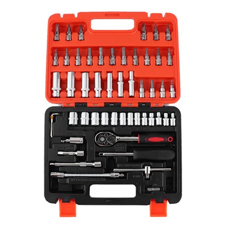 53 stk. 1/4 tommes pipesett skralle momentnøkkel kombinasjon CRV bilreparasjonsverktøysett