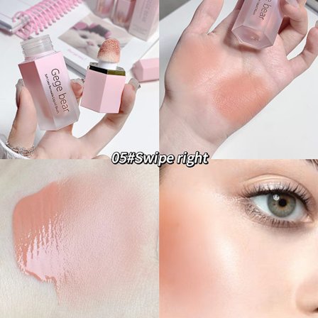 Gege Bear Flytende Blush: Lett, pigmentert, lett å blande, og lysner naturlig.