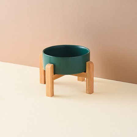 Grön höjd höjd skålhållare husdjur hund och katt skålar keramisk hund