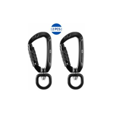 360° roterende karabinhage, 4Kn, 2 stk., sort