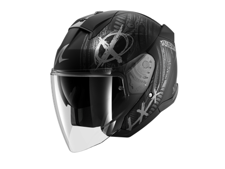 Jethelm Shark Skwal Jet Shiever Schwarz/Anthrazit/Silber L