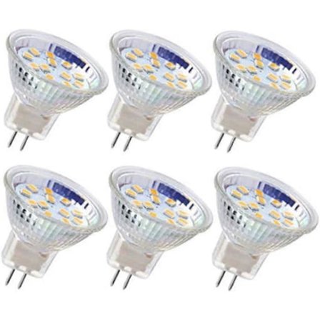 6 stk. MR11 LED-pærer GU4 Spotlys 3W 18LED Halogen 20W Ikke-dimbar Ekvivalent 12V AC/DC (Varmhvit)