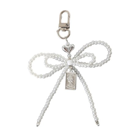 Pigeagtige Perler Perlebesat Telefon Charm Blød Sløjfe Nøgleringe Moderigtig Nøglering Vedhæng til Stilfuld Taske Forbedring